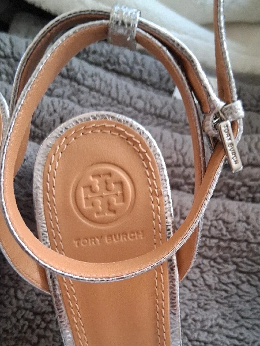 Tory Burch Pewter 85MM Ankle-Strap Sandal
